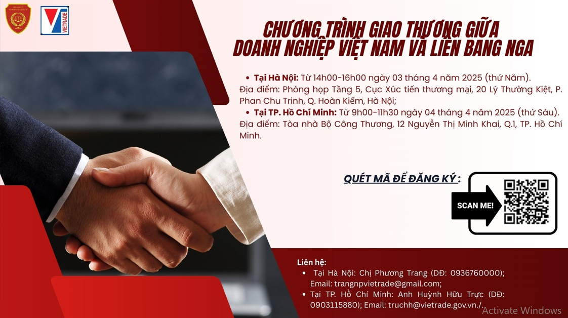 Chương trình giao thương giữa doanh nghiệp Việt Nam và Liên bang Nga tại Hà Nội và TP. Hồ Chí Minh